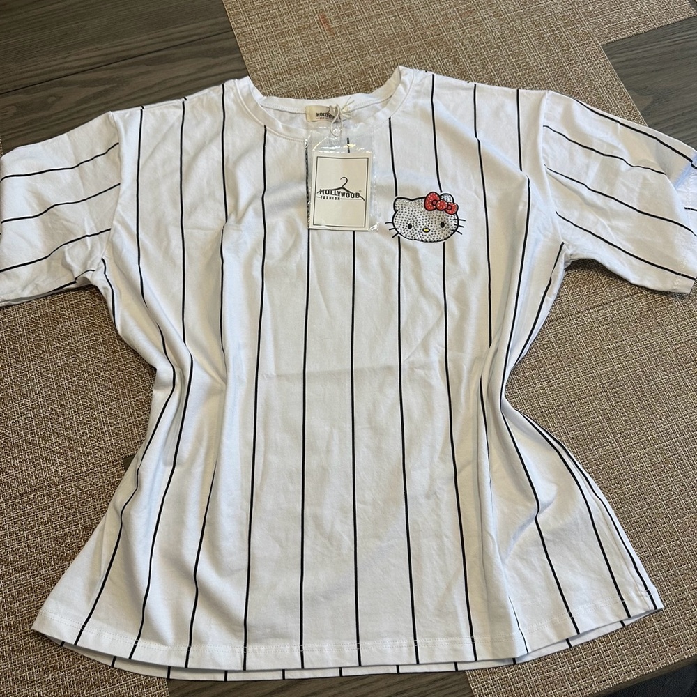 White Striped women’s Shirt with Cute Character